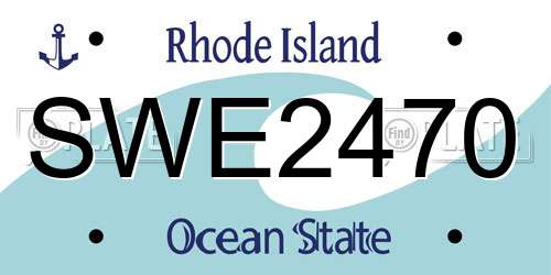 SWE2470 Rhode Island License Plate
