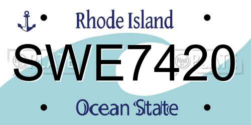 SWE7420 Rhode Island License Plate
