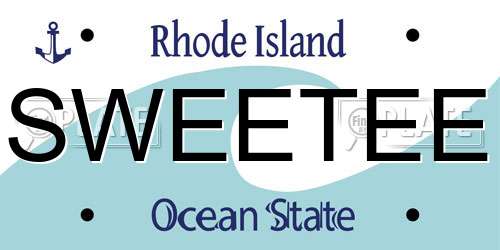 SWEETEE Rhode Island License Plate