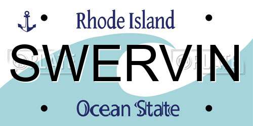SWERVIN Rhode Island License Plate