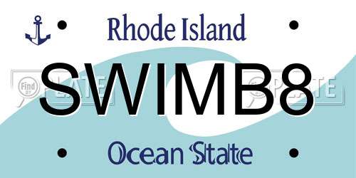 SWIMB8 Rhode Island License Plate