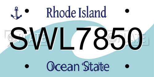 SWL7850 Rhode Island License Plate
