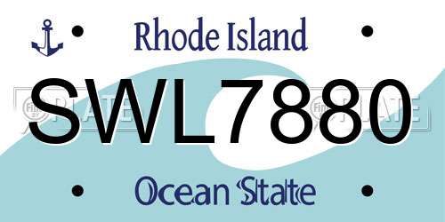 SWL7880 Rhode Island License Plate