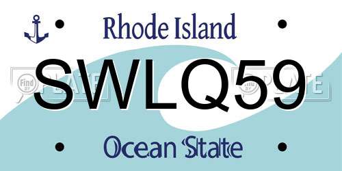 SWLQ59 Rhode Island License Plate