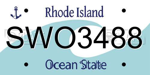 SWO3488 Rhode Island License Plate