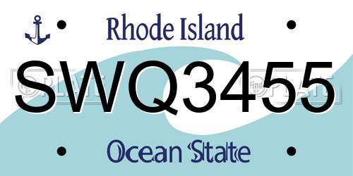 SWQ3455 Rhode Island License Plate