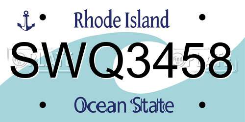 SWQ3458 Rhode Island License Plate
