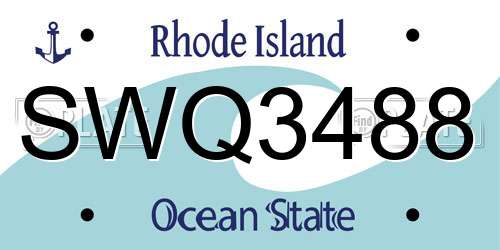 SWQ3488 Rhode Island License Plate