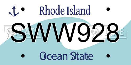 SWW928 Rhode Island License Plate