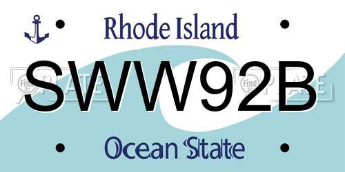 SWW92B Rhode Island License Plate