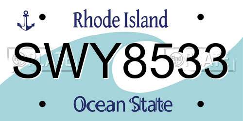 SWY8533 Rhode Island License Plate
