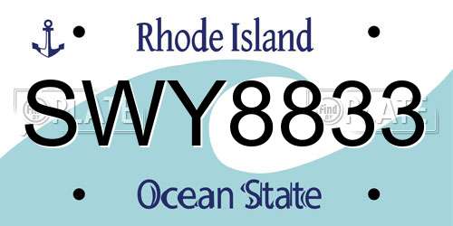 SWY8833 Rhode Island License Plate