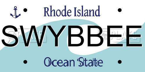 SWYBBEE Rhode Island License Plate
