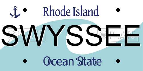 SWYSSEE Rhode Island License Plate