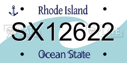 SX12622 Rhode Island License Plate