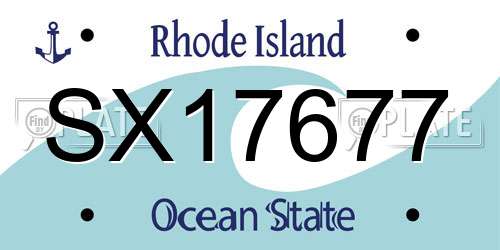 SX17677 Rhode Island License Plate