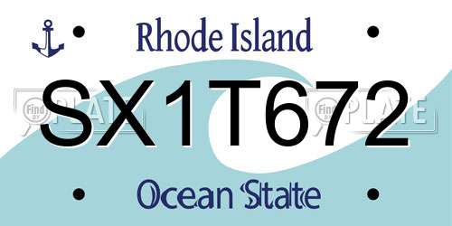 SX1T672 Rhode Island License Plate