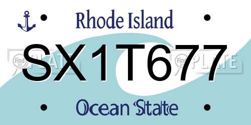 SX1T677 Rhode Island License Plate