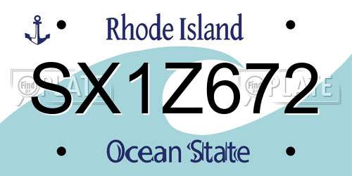SX1Z672 Rhode Island License Plate