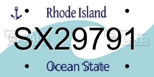 SX29791 Rhode Island License Plate
