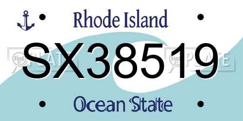 SX38519 Rhode Island License Plate