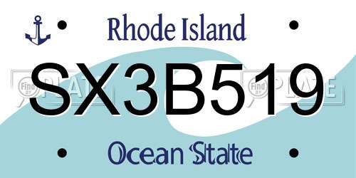 SX3B519 Rhode Island License Plate