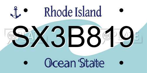 SX3B819 Rhode Island License Plate