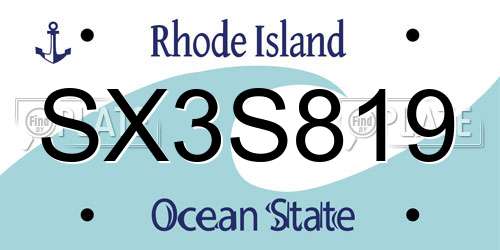 SX3S819 Rhode Island License Plate
