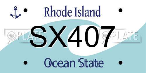 SX407 Rhode Island License Plate