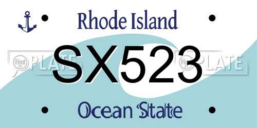 SX523 Rhode Island License Plate