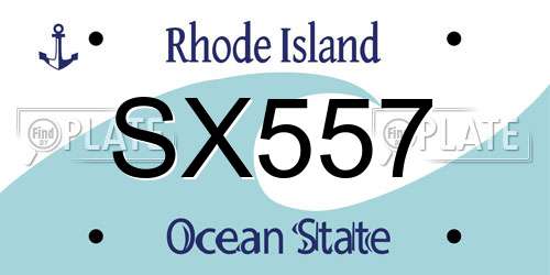 SX557 Rhode Island License Plate