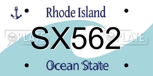 SX562 Rhode Island License Plate