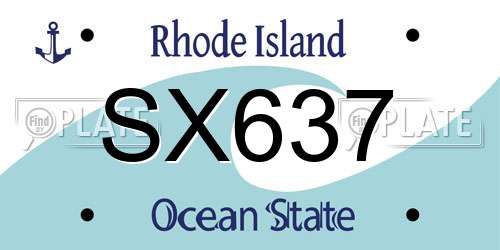 SX637 Rhode Island License Plate