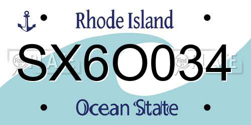 SX6O034 Rhode Island License Plate