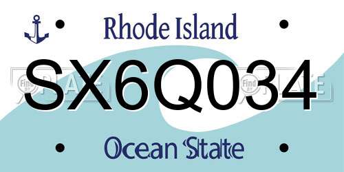 SX6Q034 Rhode Island License Plate