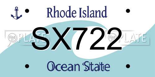 SX722 Rhode Island License Plate
