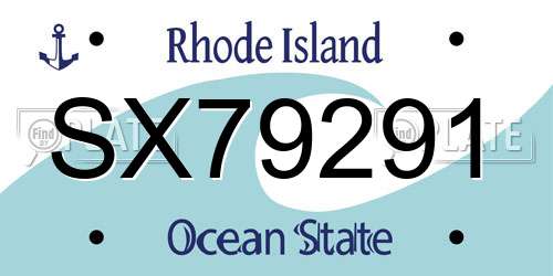SX79291 Rhode Island License Plate
