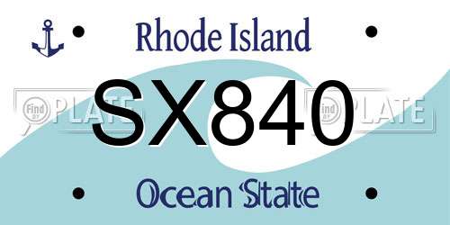 SX840 Rhode Island License Plate