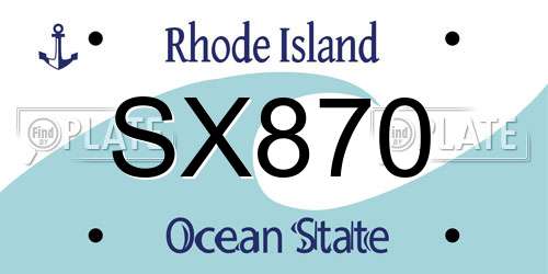 SX870 Rhode Island License Plate