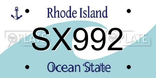 SX992 Rhode Island License Plate
