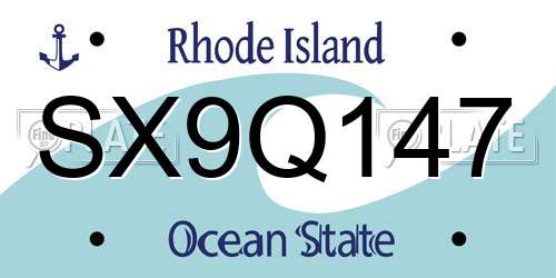 SX9Q147 Rhode Island License Plate
