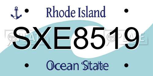 SXE8519 Rhode Island License Plate