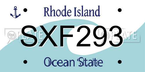SXF293 Rhode Island License Plate