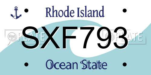 SXF793 Rhode Island License Plate