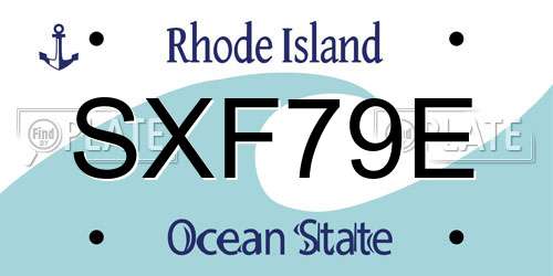 SXF79E Rhode Island License Plate