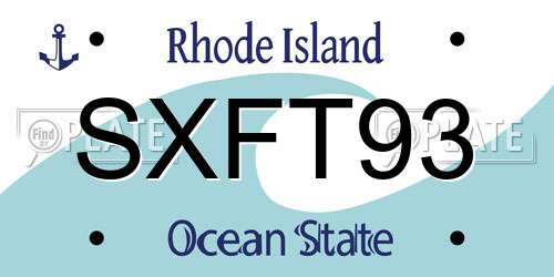 SXFT93 Rhode Island License Plate
