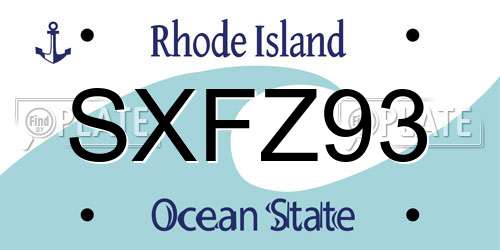 SXFZ93 Rhode Island License Plate