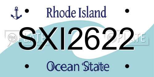 SXI2622 Rhode Island License Plate