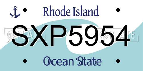 SXP5954 Rhode Island License Plate