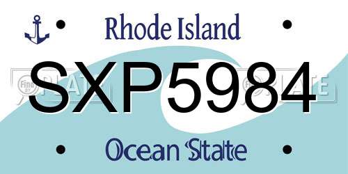 SXP5984 Rhode Island License Plate